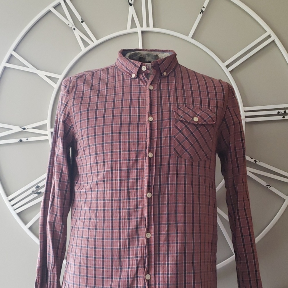 Red plaid casual button up